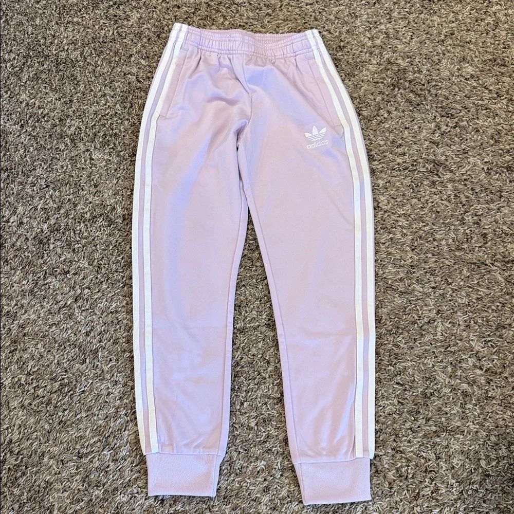 Adidas Pastel Purple Track Pants with White Accents